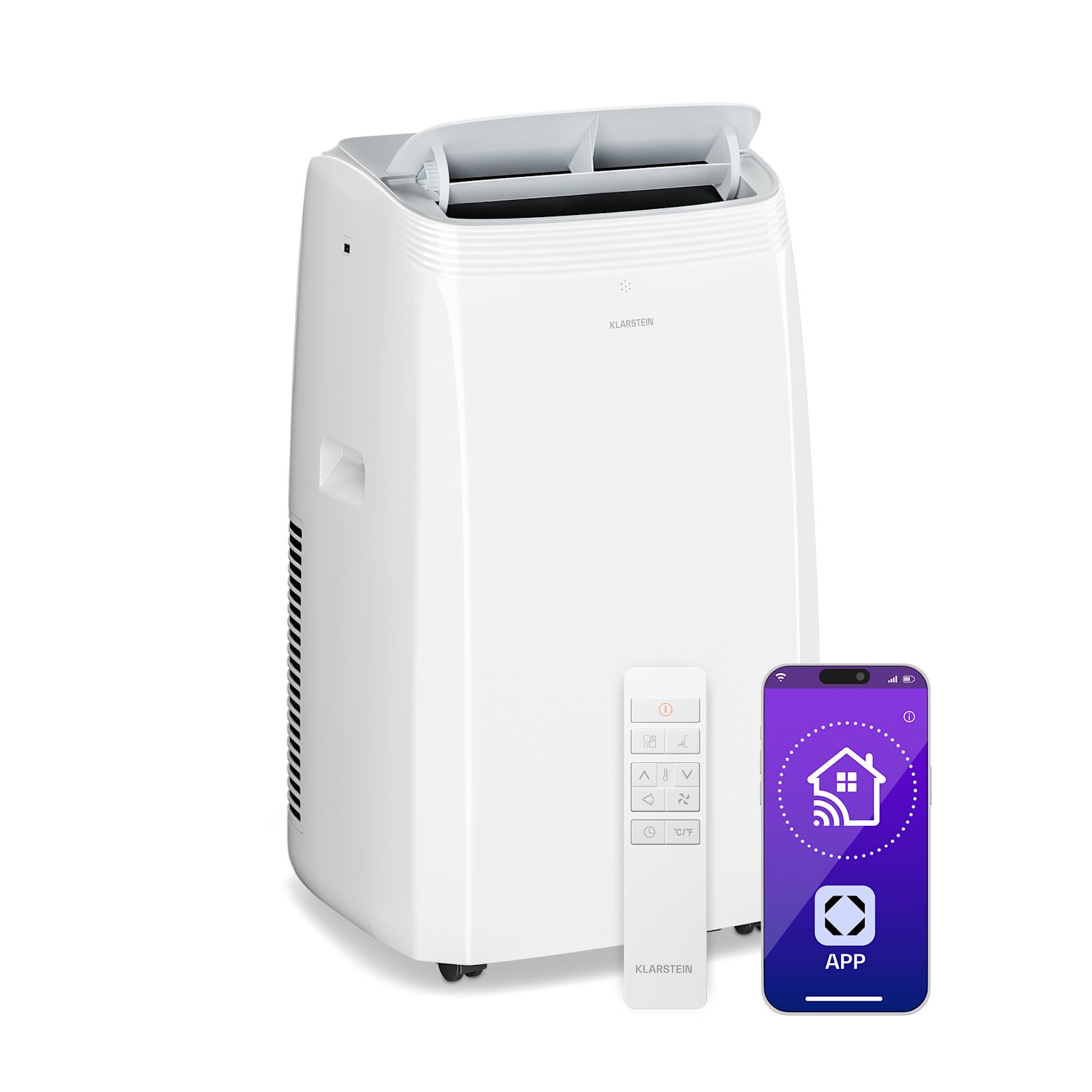 14000 BTU Portable Air Conditioner for Home WiFi App Control 3 in 1 Cooling Dehumidifier Fan for Rooms up to 65 m2 White