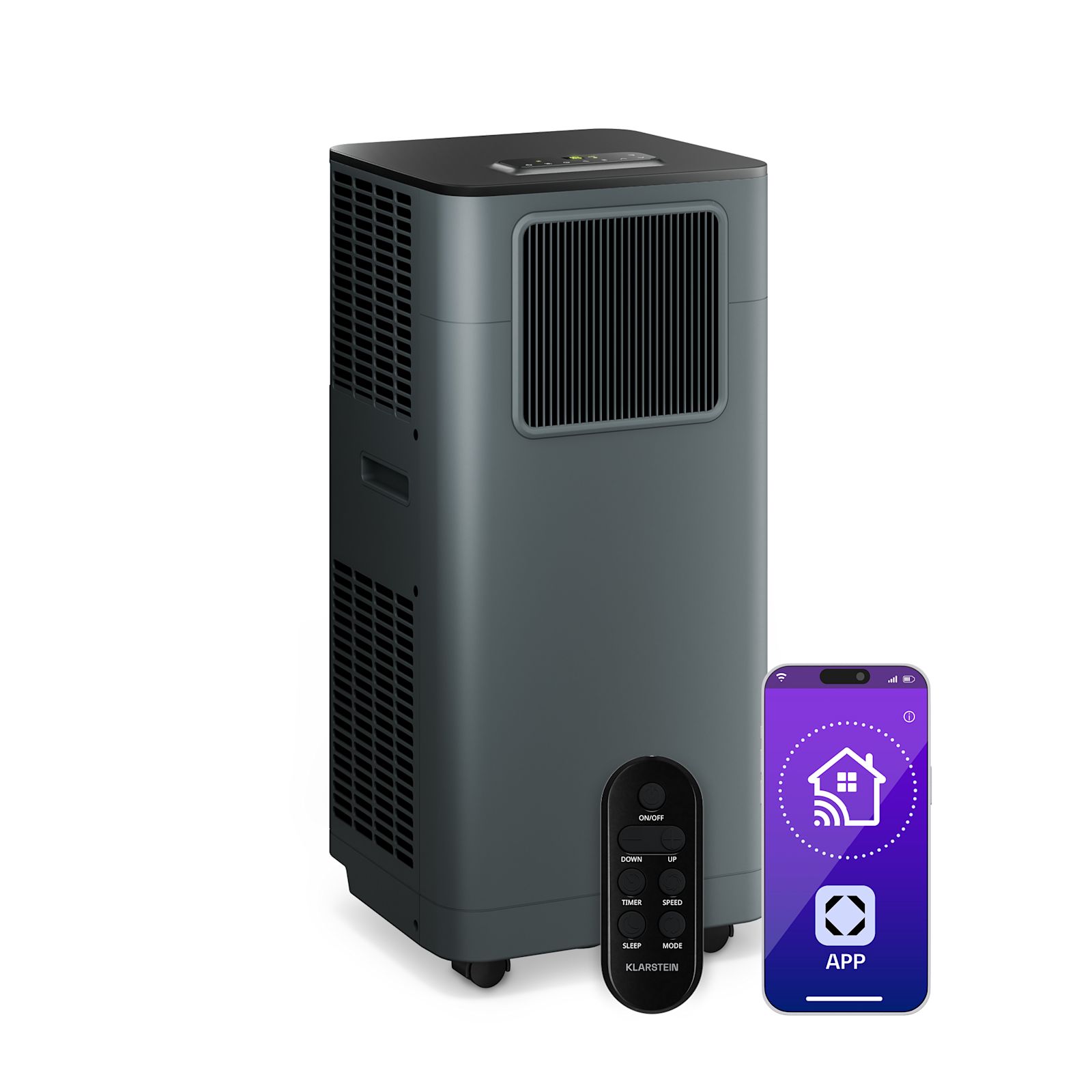11000 BTU Portable Air Conditioner for Home WiFi App Control 3 in 1 Cooling Dehumidifier Fan for Rooms 18-28 m2 65 dB Anthracite