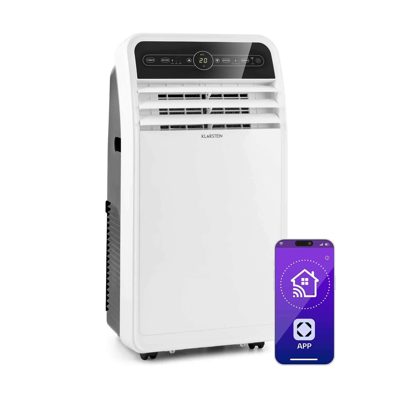 12000 BTU Portable Air Conditioner for Home WiFi App Control 3 in 1 Cooling Dehumidifier Fan for Rooms 20-35 m2 52 dB White