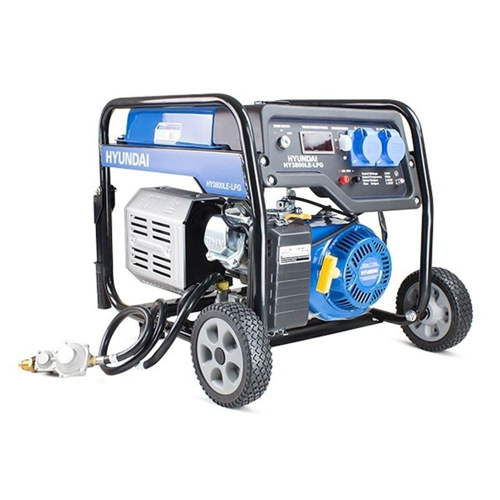 3.2kW 4kVA Dual Fuel Petrol LPG Generator Electric Start Open Frame 230V Wheeled Site Standby Power