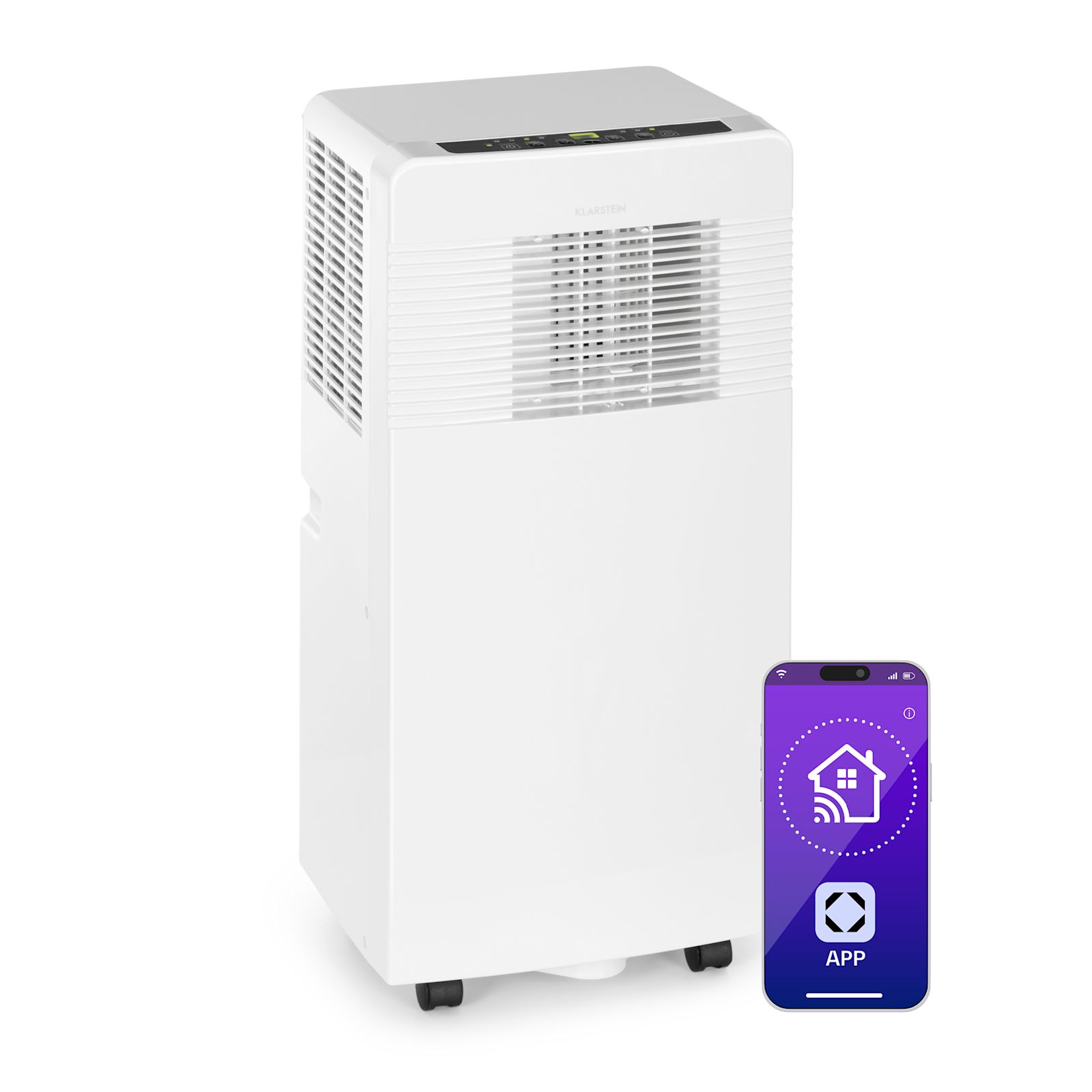 7000 BTU Portable Air Conditioner for Home WiFi App Control 3 in 1 Cooling Dehumidifier Fan for Rooms 10-15 m2 65 dB White